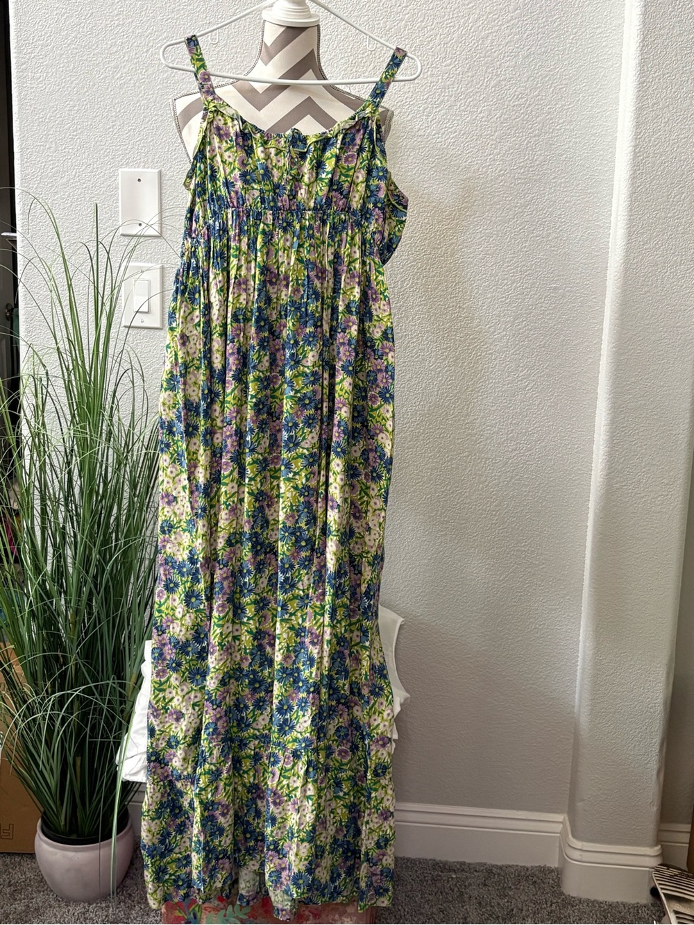 NATURAL LIFE Blue & Green Floral Maxi Dress